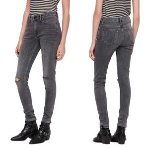 All Saints Grace Black Distressed Denim Skinny Jeans Size 26